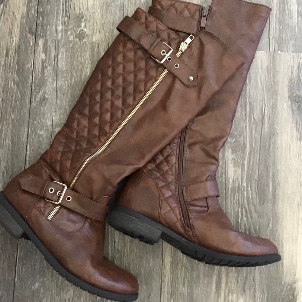 Knee high boots.
